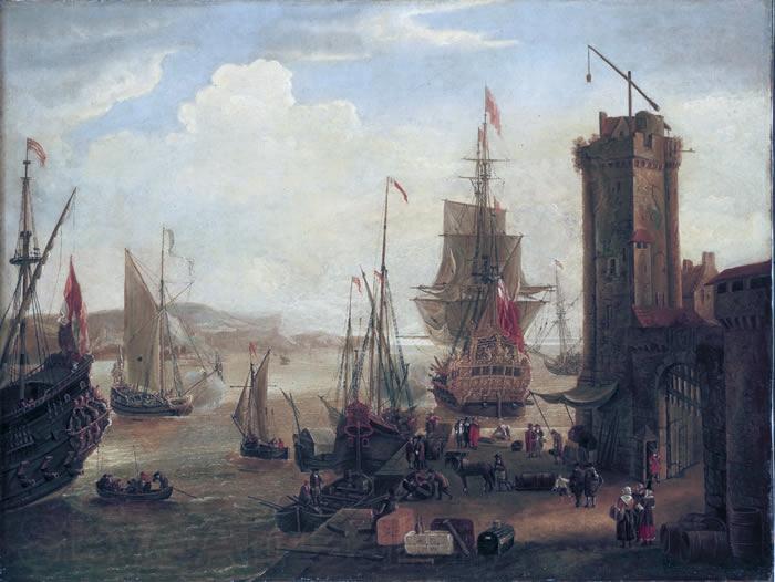 Jacob Knyff English and dutch ships taking on stores at a port Spain oil painting art